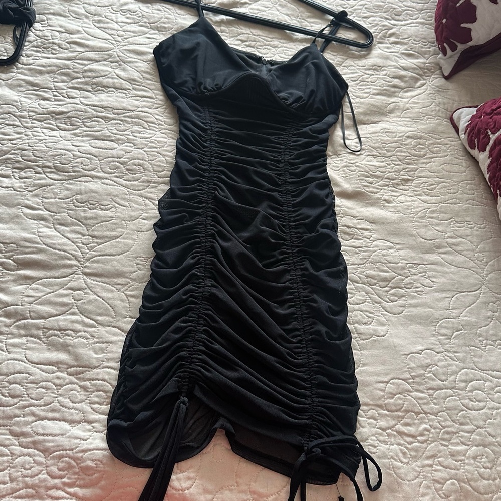 Black Mini Slip Dress with Spaghetti Straps